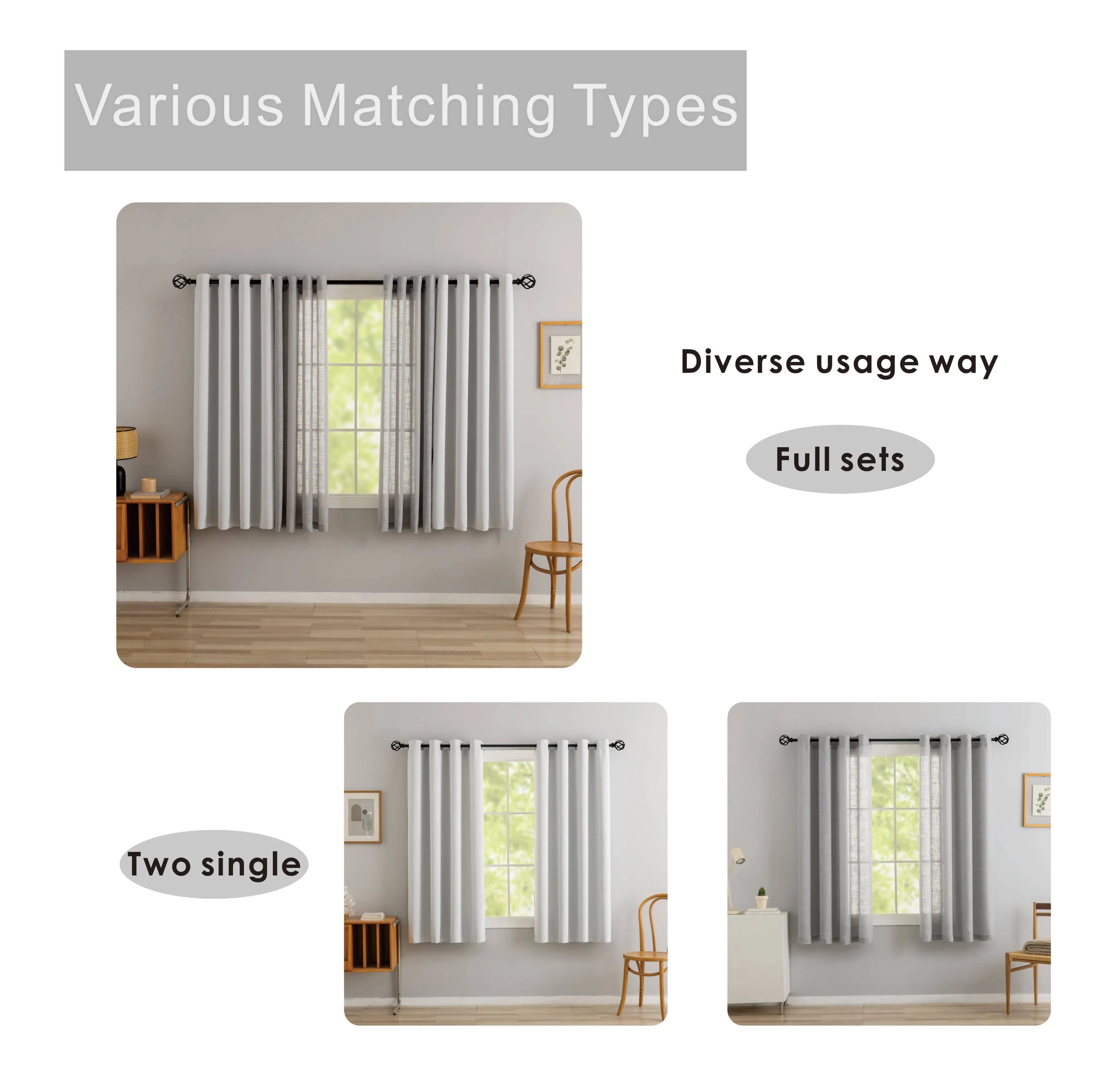 Bellis Plain Set of 4 Curtains - Image 3