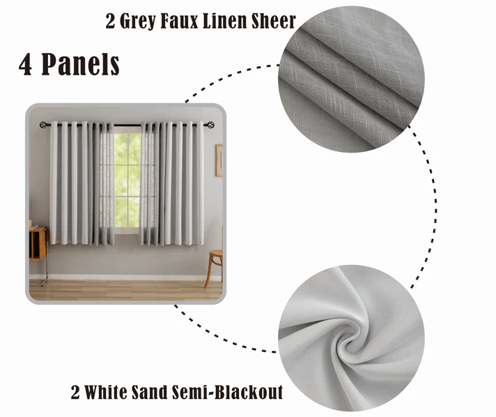 Bellis Plain Set of 4 Curtains - Image 6