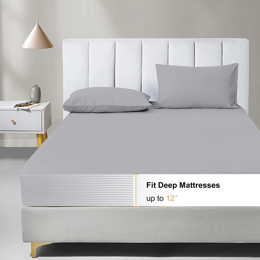 Basic Gray Plain 3pc Sheet Set - Image 4