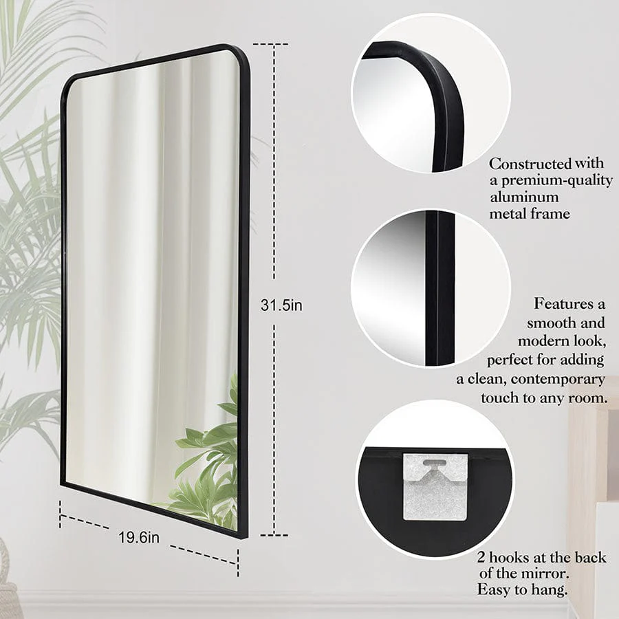 Jarves Black Rectangle Mirror 50x80 cm - Image 4