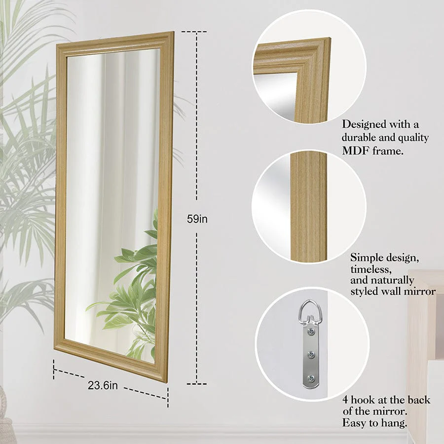 Jea Natural Maple Framed Mirror 60x150cm - Image 4