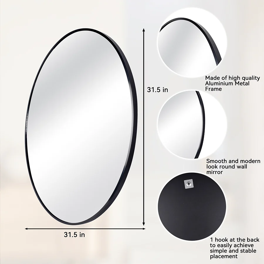 Jorn Black Round Wall Mirror - Image 3