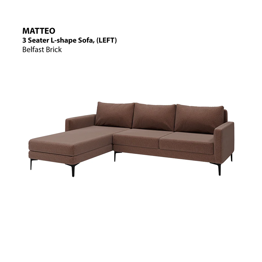 Matteo L-shape 3 Seat with Chaise (Left Facing) Sofa - Image 10