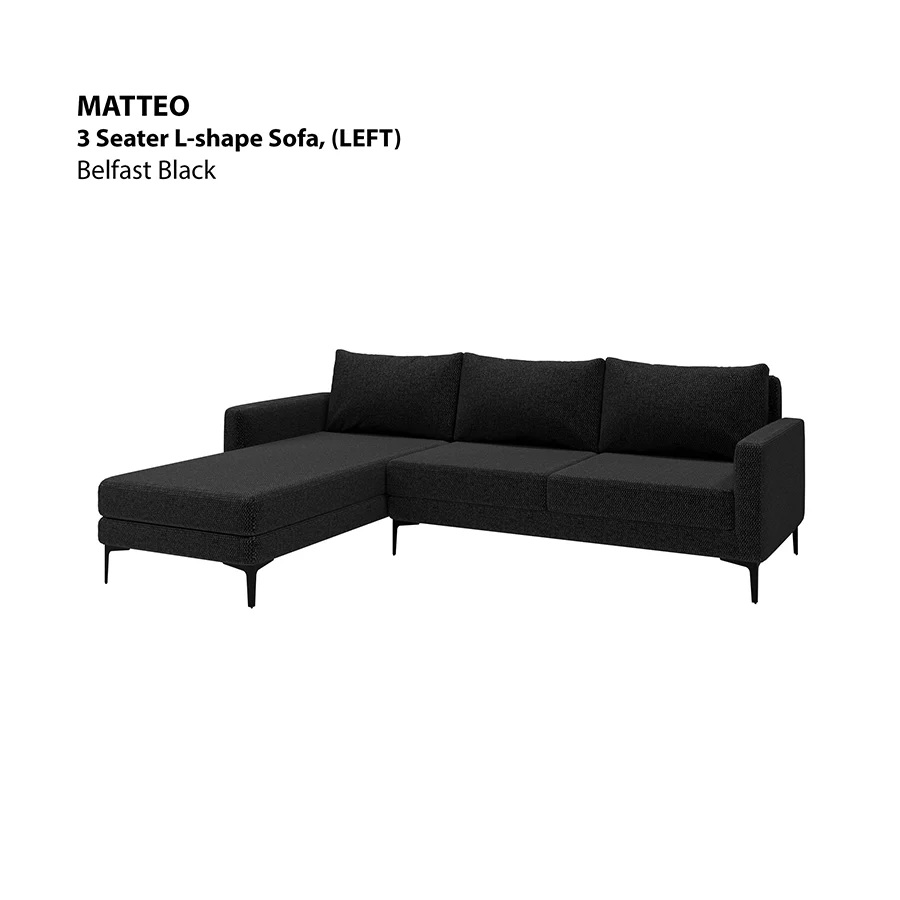 Matteo L-shape 3 Seat with Chaise (Left Facing) Sofa - Image 13