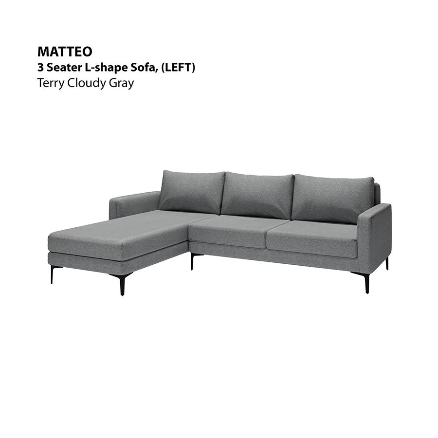 Matteo L-shape 3 Seat with Chaise (Left Facing) Sofa - Image 22