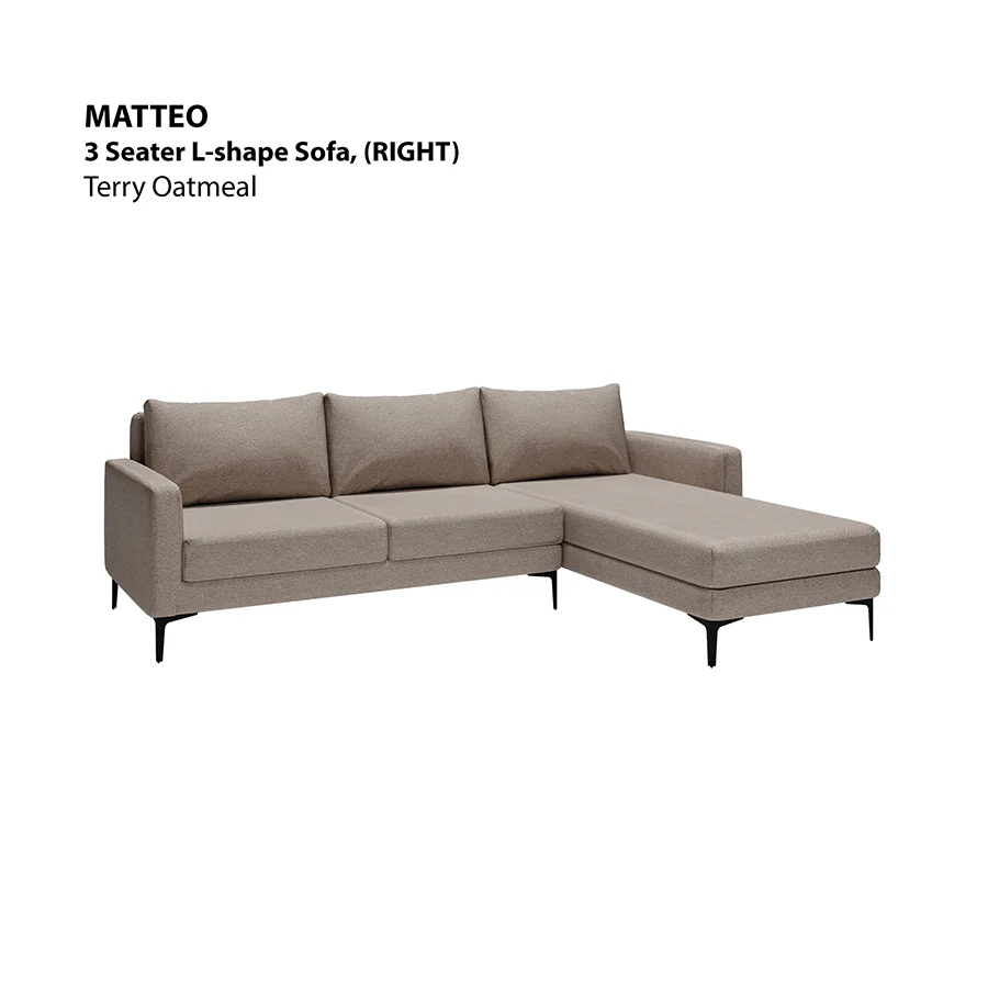 Matteo L-shape 3 Seat with Chaise (Right Facing) Sofa - Image 20