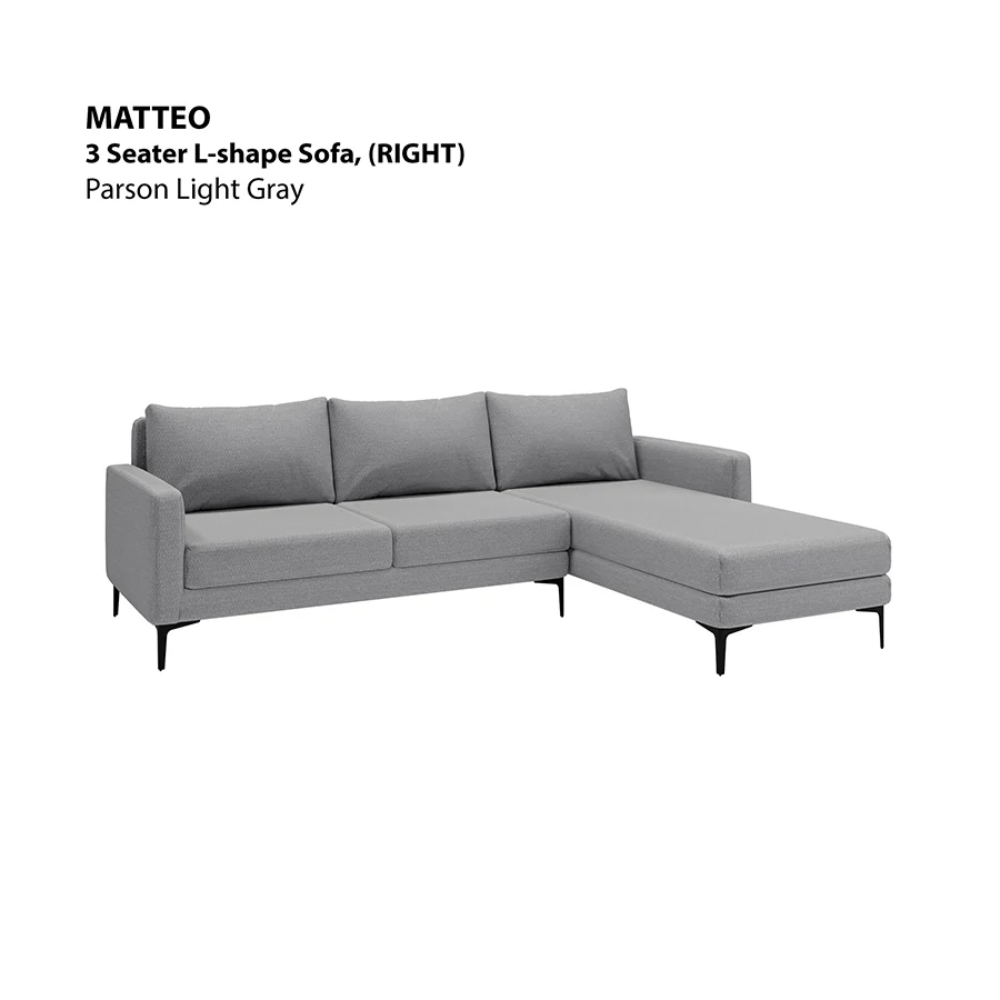 Matteo L-shape 3 Seat with Chaise (Right Facing) Sofa - Image 3
