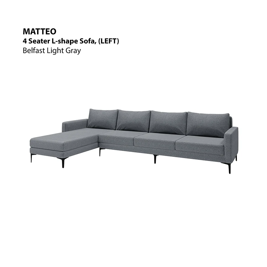 Matteo L-shape 4 Seat with Chaise (Left Facing) Sofa - Image 6