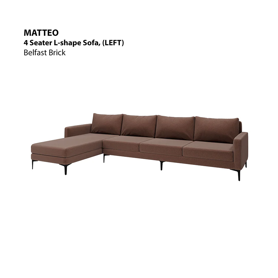 Matteo L-shape 4 Seat with Chaise (Left Facing) Sofa - Image 9