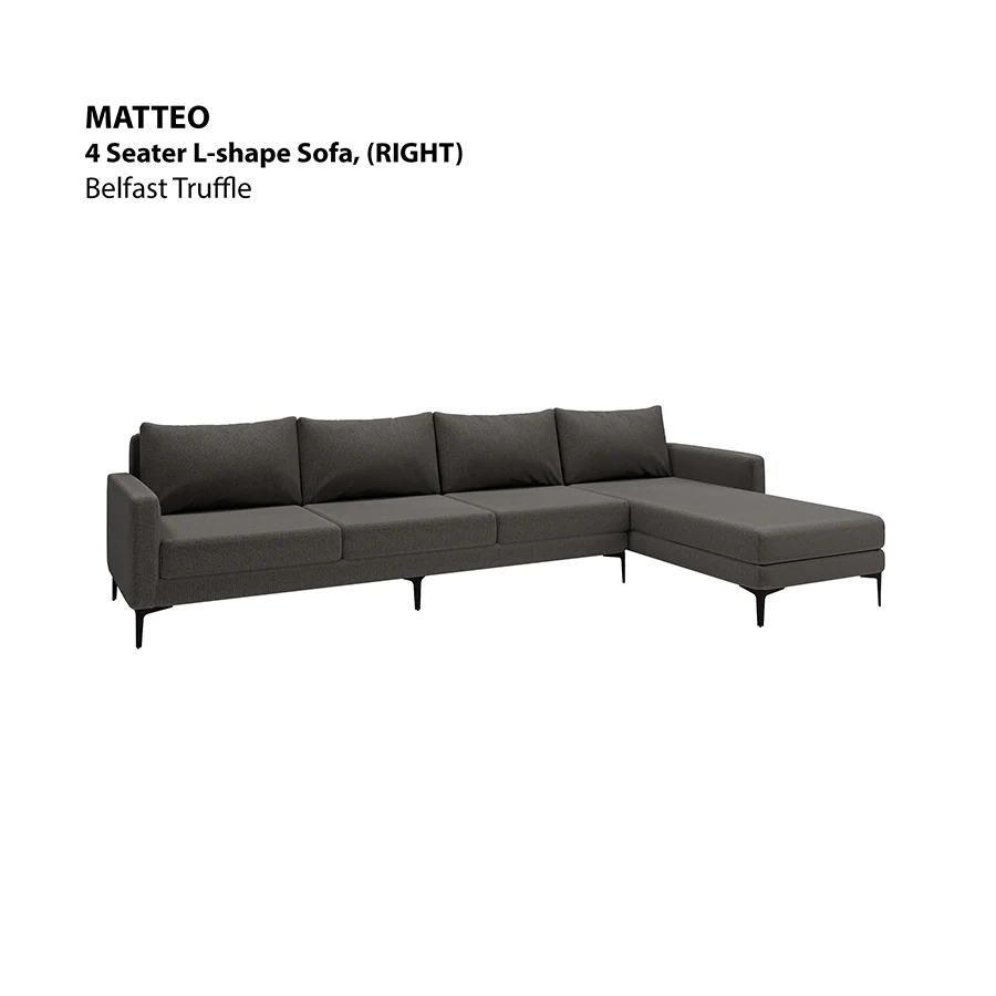 Matteo L-shape 4 Seat with Chaise (Right Facing) Sofa - Image 12