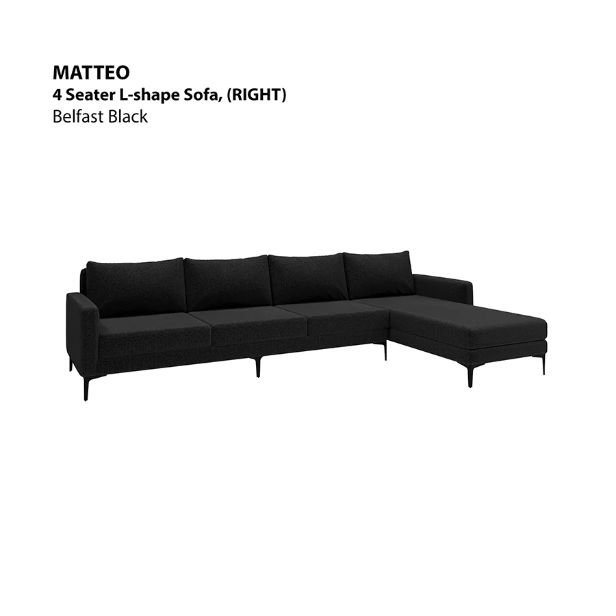 Matteo L-shape 4 Seat with Chaise (Right Facing) Sofa - Image 13