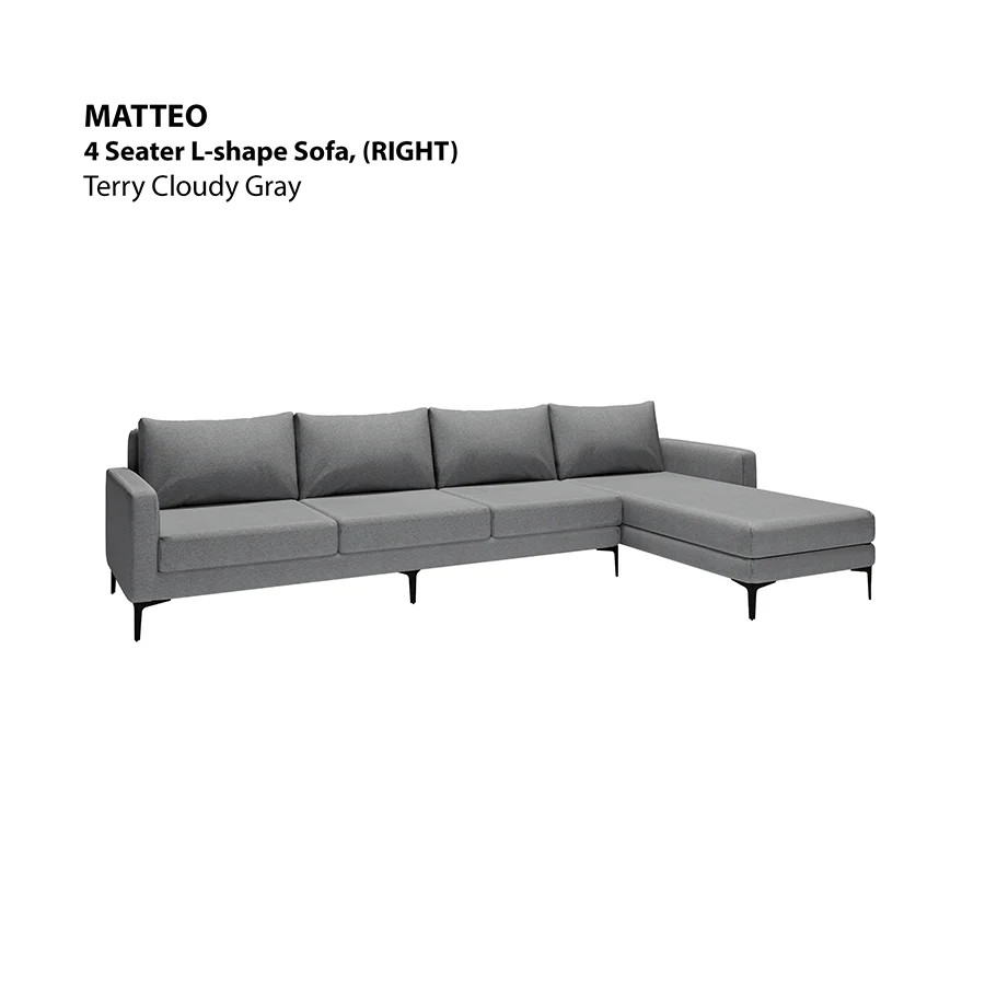 Matteo L-shape 4 Seat with Chaise (Right Facing) Sofa - Image 21