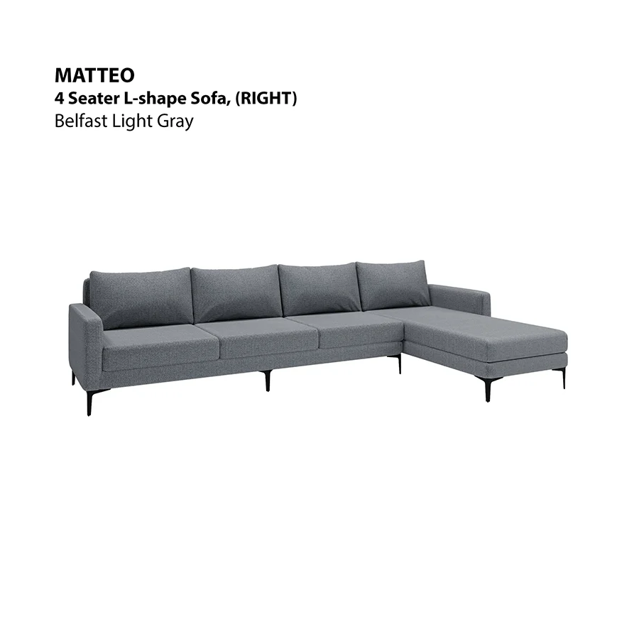 Matteo L-shape 4 Seat with Chaise (Right Facing) Sofa - Image 7