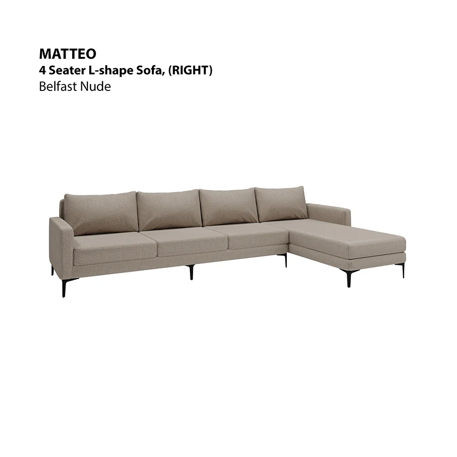 Matteo L-shape 4 Seat with Chaise (Right Facing) Sofa - Image 8