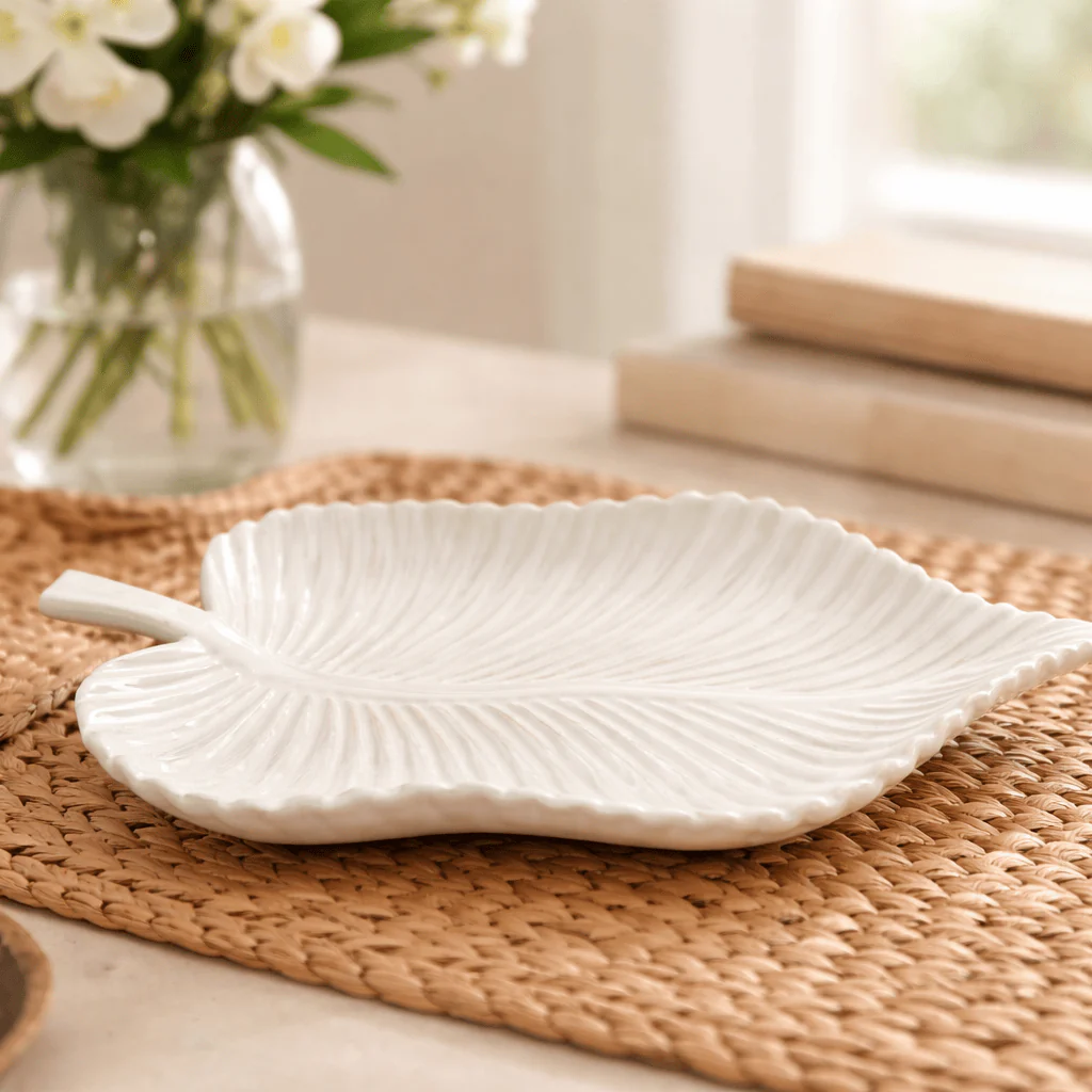 Tropical Leaf Ceramic Decor Plate - Image 2