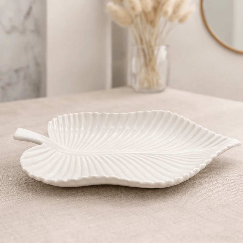 Tropical Leaf Ceramic Decor Plate - Image 3